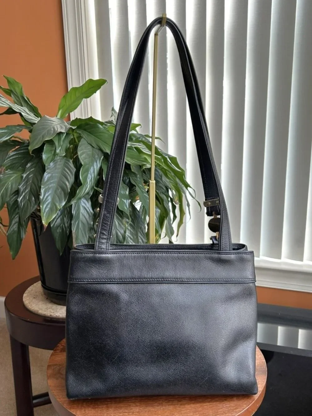 VERSACE Starburst Leather Tote, Black